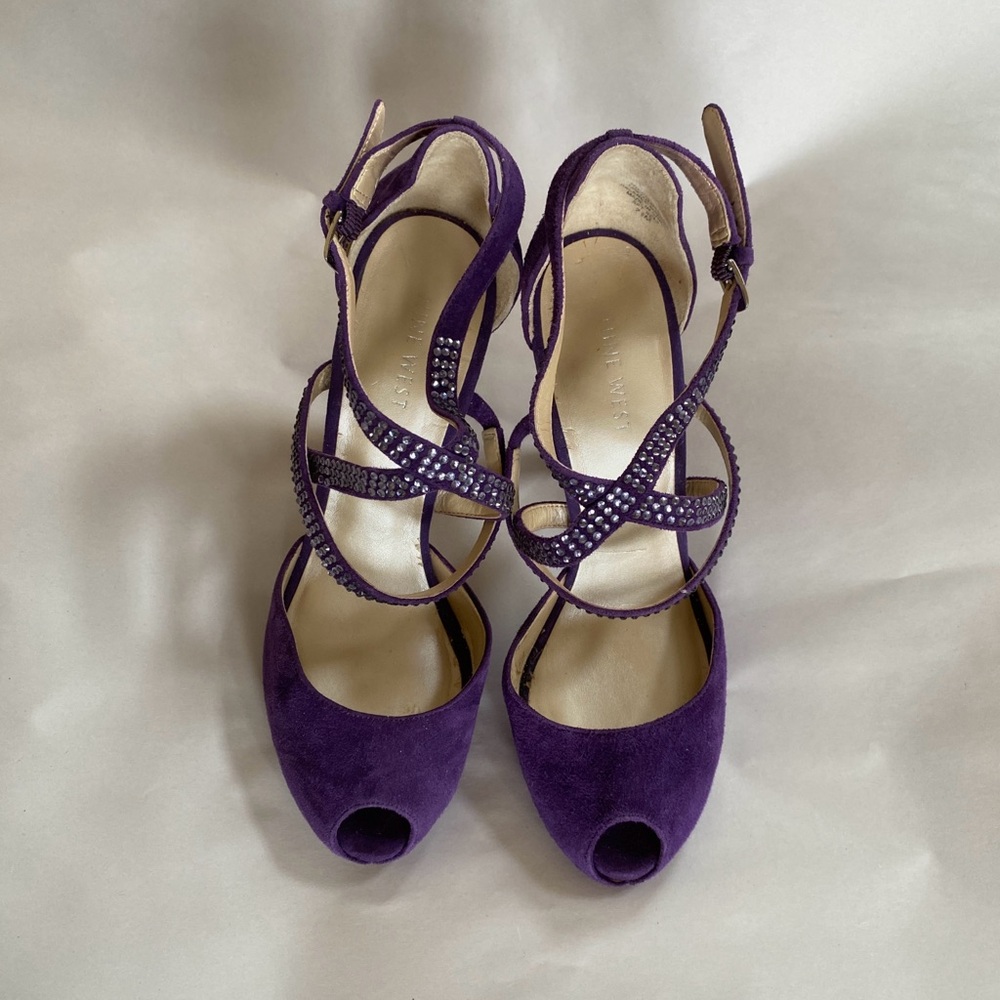 Nine West Purple Suede Strappy Heels - Picture 3 of 10